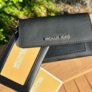 Michael Kors Black Saffiano Leather 2-in-1 Wallet & Card Case Set NWT